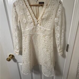 Topshop Cream Lace Midi Dress